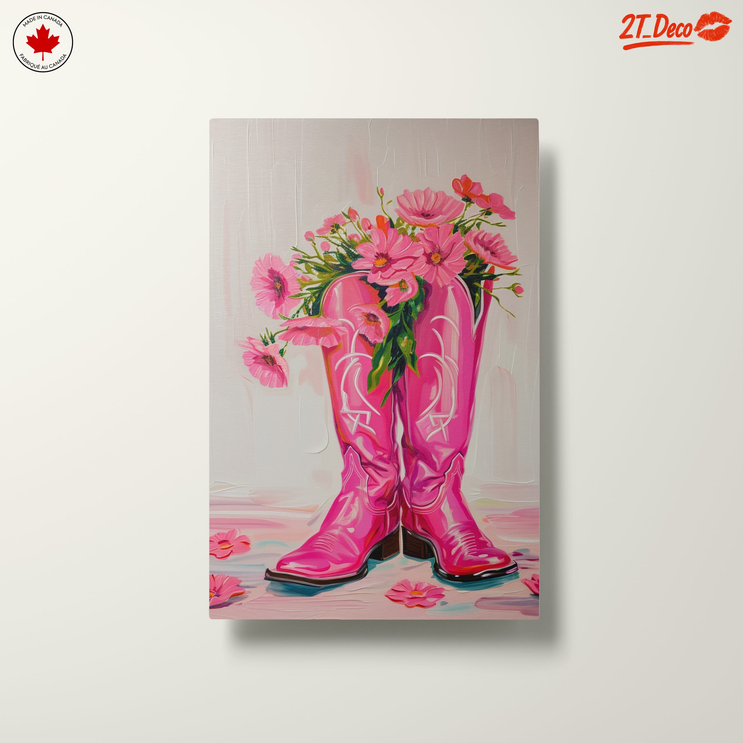 Pink Cowboy Boots with Flowers Art - Image 10