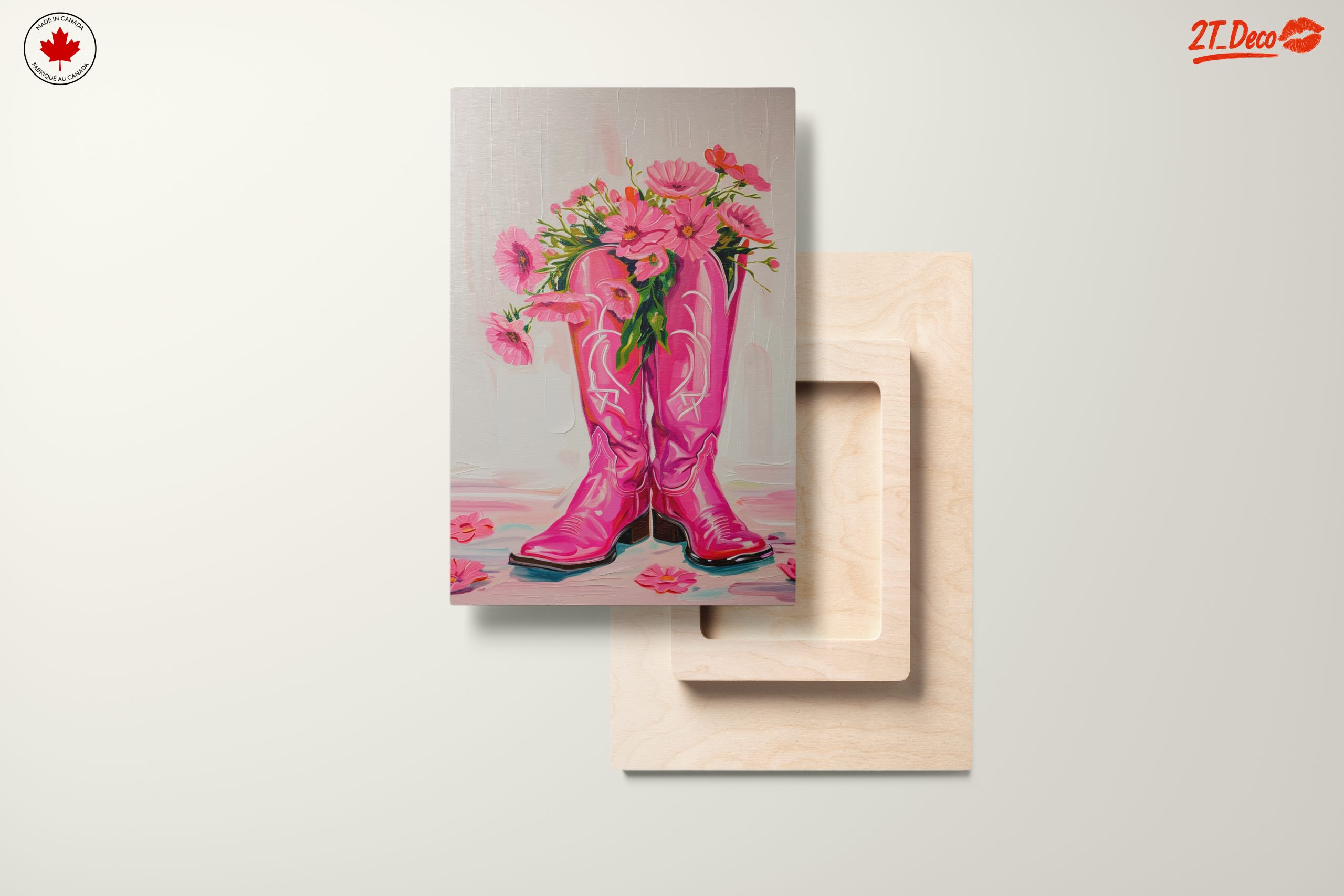 Pink Cowboy Boots with Flowers Art - Image 11