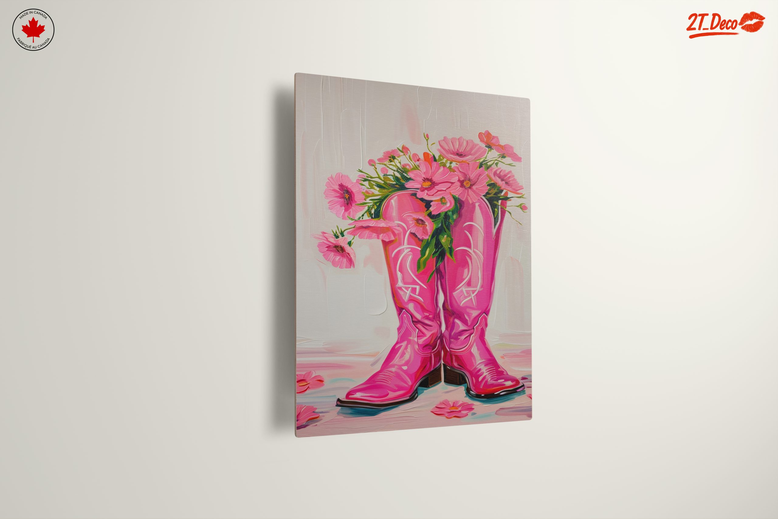 Pink Cowboy Boots with Flowers Art - Image 13