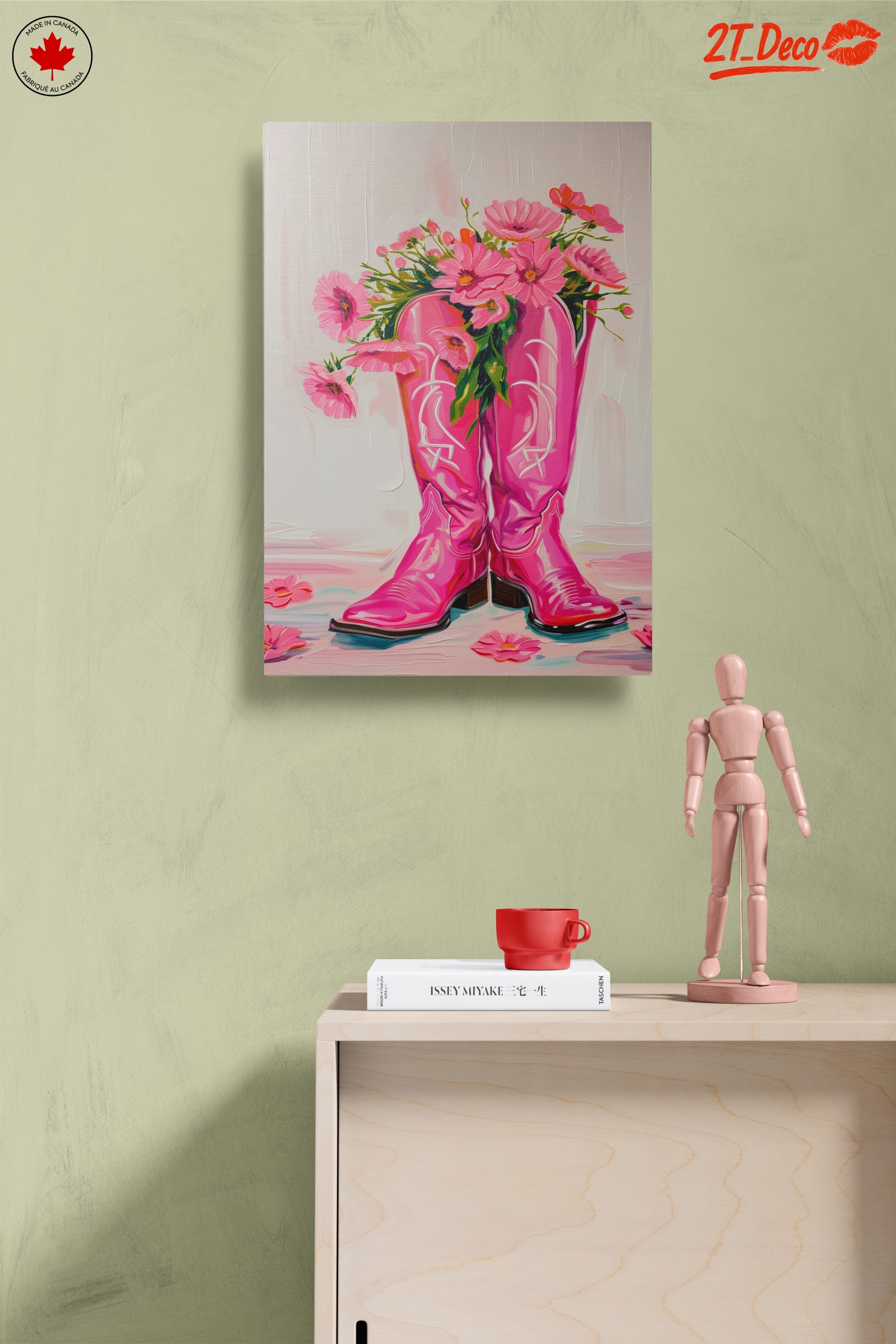 Pink Cowboy Boots with Flowers Art - Image 14