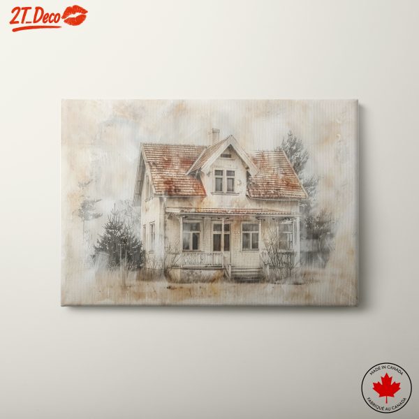 Charming Vintage House Watercolor Art