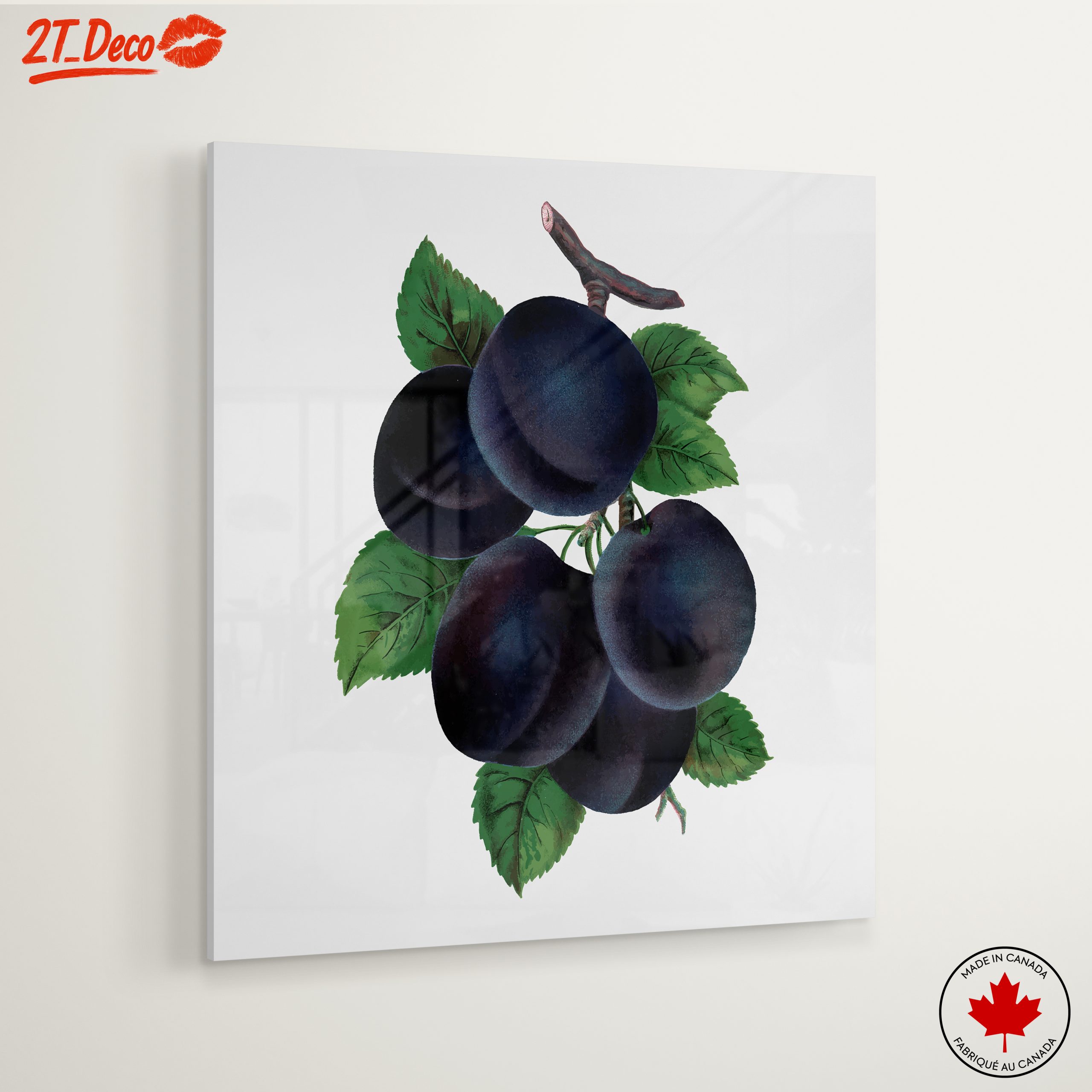 Plum Botanical Art with Leaves - Image 6