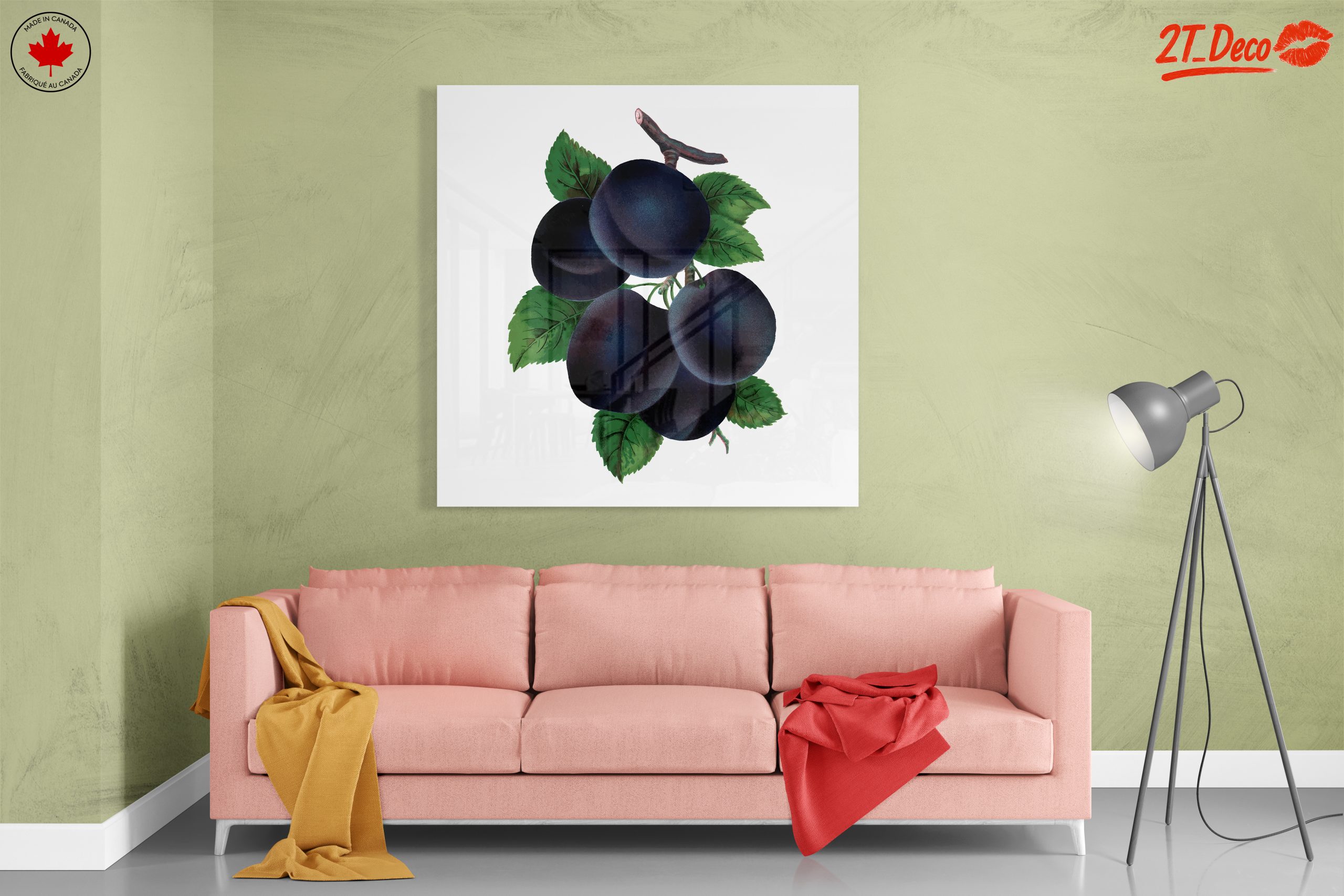Plum Botanical Art with Leaves - Image 7