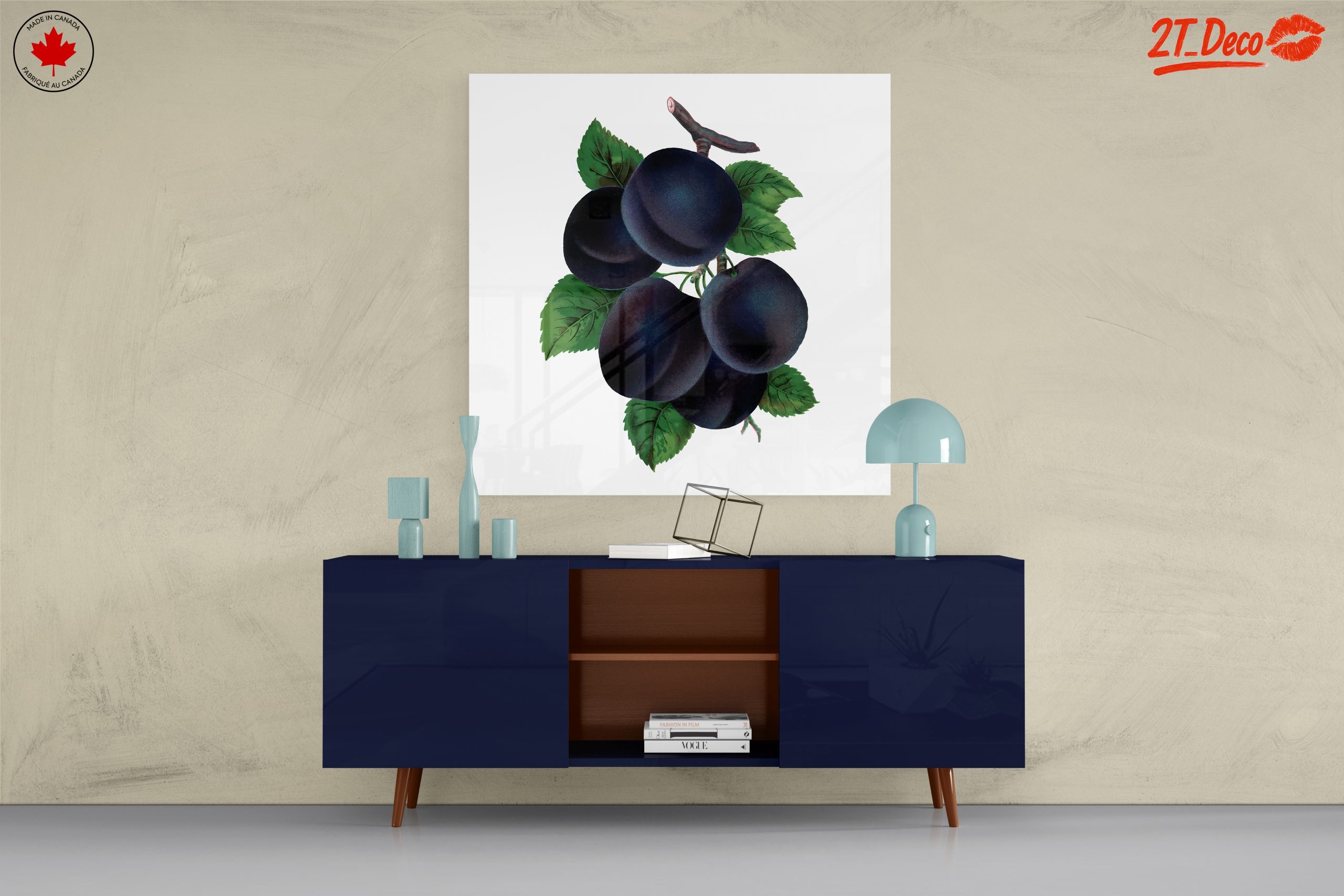 Plum Botanical Art with Leaves - Image 8