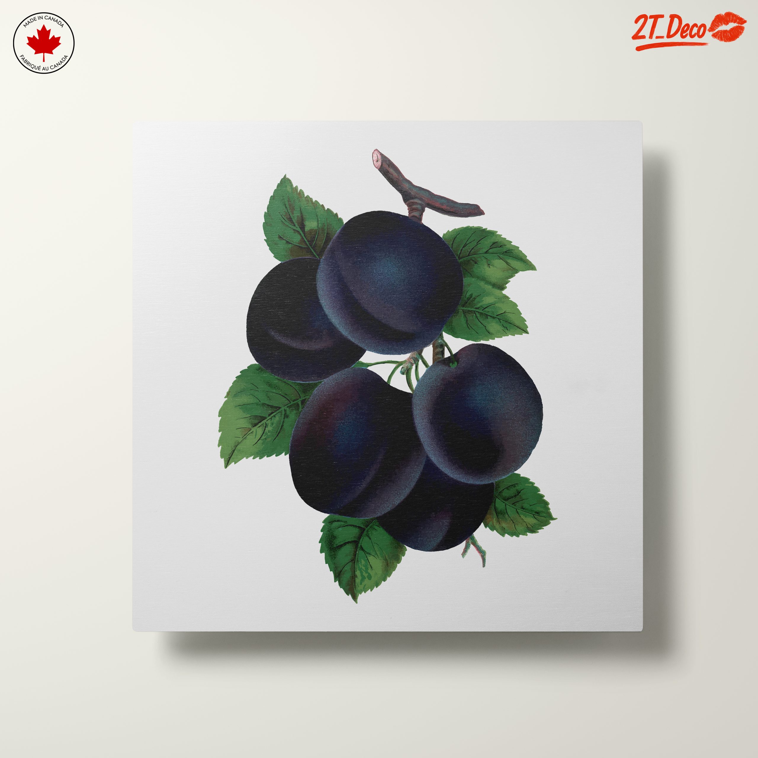 Plum Botanical Art with Leaves - Image 10