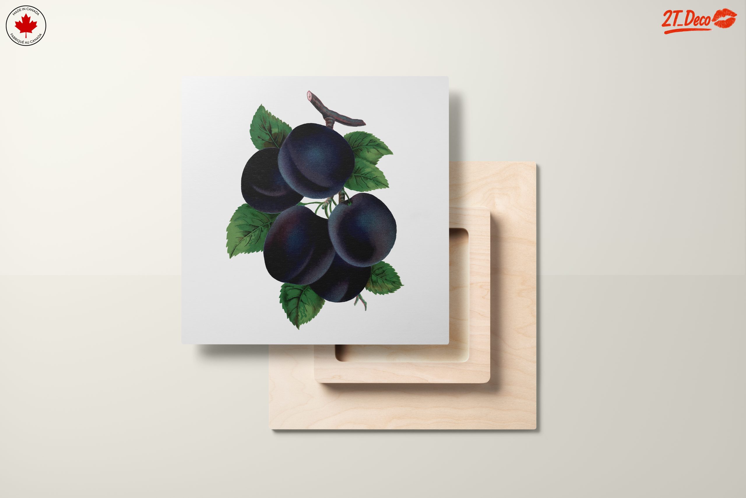 Plum Botanical Art with Leaves - Image 11