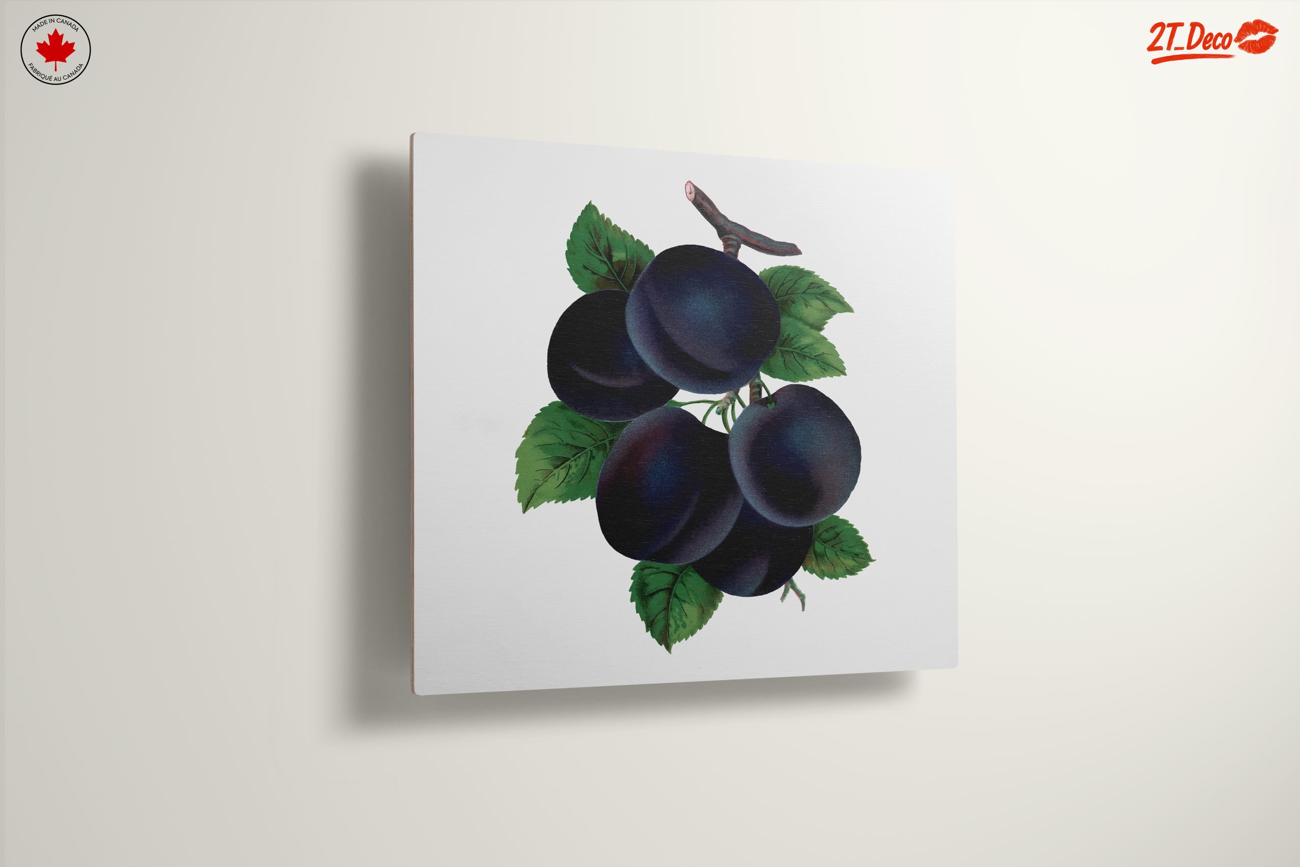 Plum Botanical Art with Leaves - Image 13
