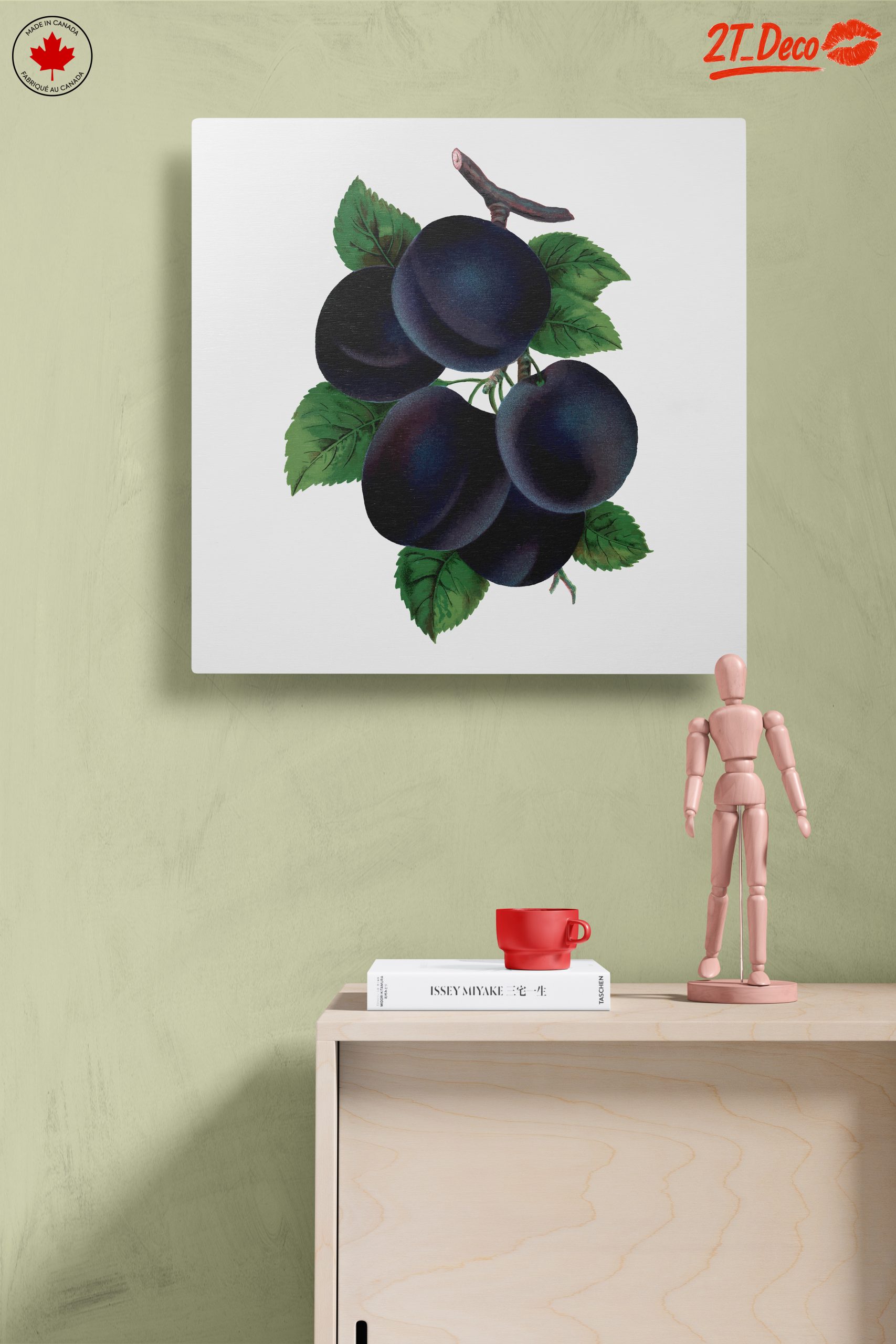 Plum Botanical Art with Leaves - Image 14