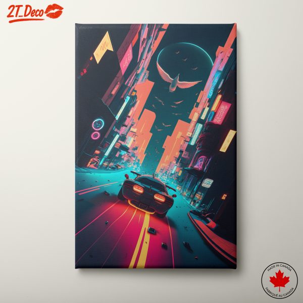 Futuristic Urban Cityscape with Neon Lights