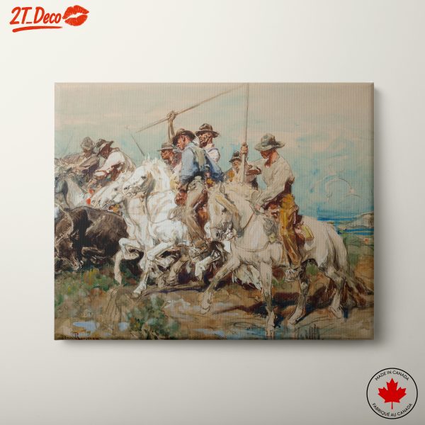 Dynamic Cowboys Riding Horses Artwork