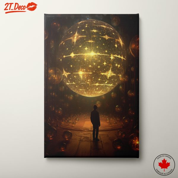 Cosmic Galaxy Landscape with Glowing Orbs