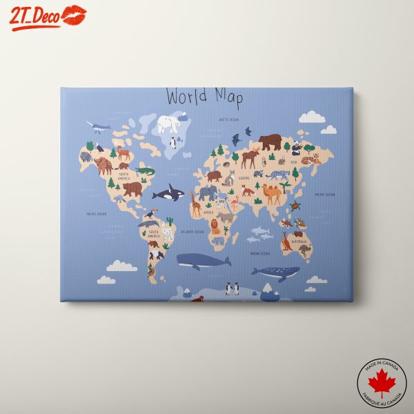 Whimsical World Map of Animals