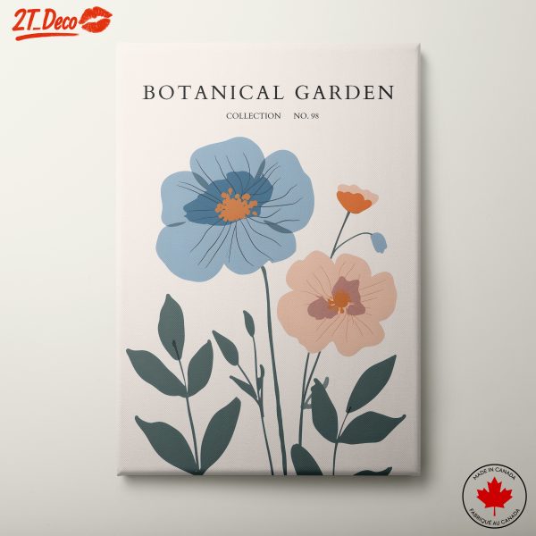 Stylized Botanical Art with Colorful Flowers