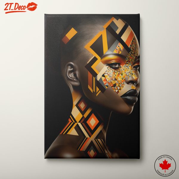 Abstract Cultural Portrait with Geometric Patterns