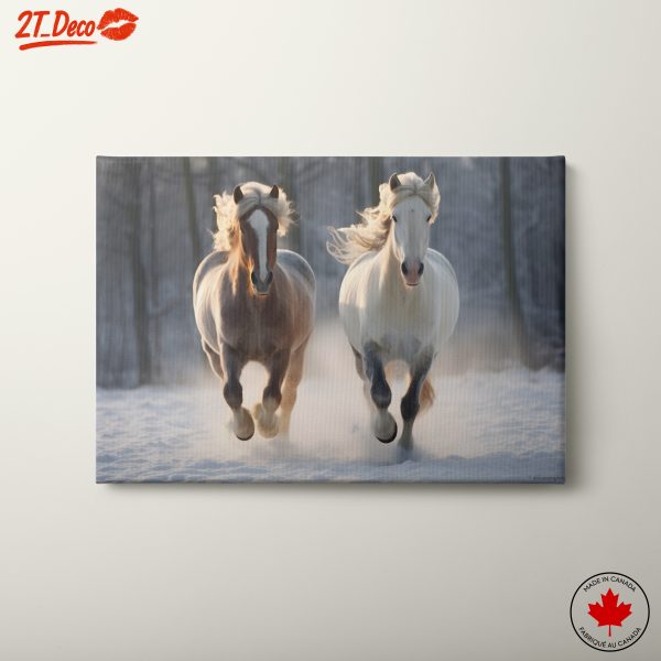 Majestic Horses Running in Snow