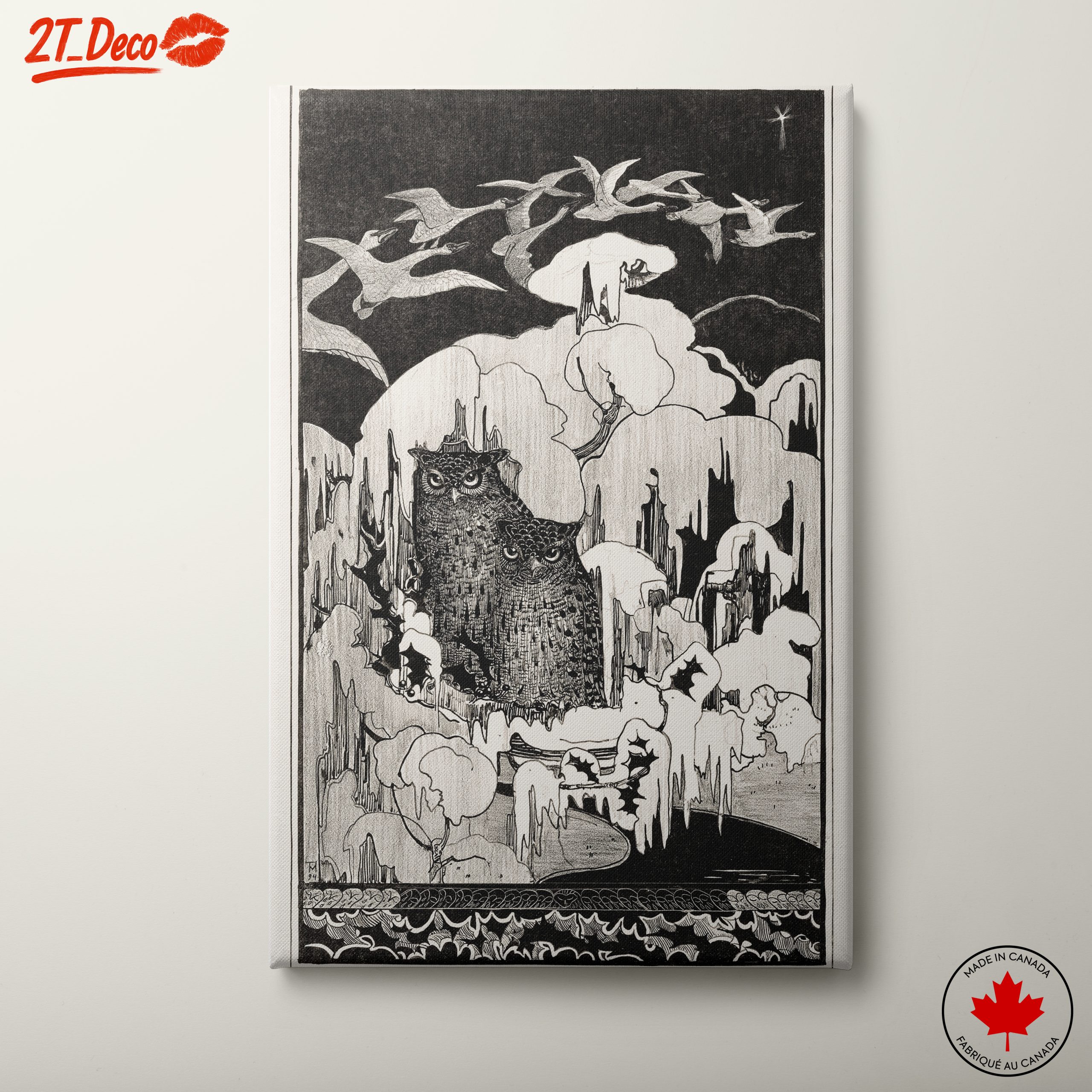 Owls in a Enigmatic Landscape Art