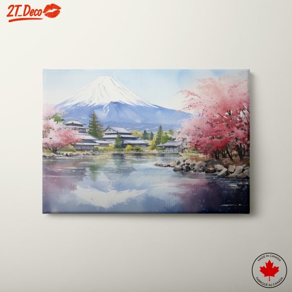 Serene Landscape of Mount Fuji with Cherry Blossoms
