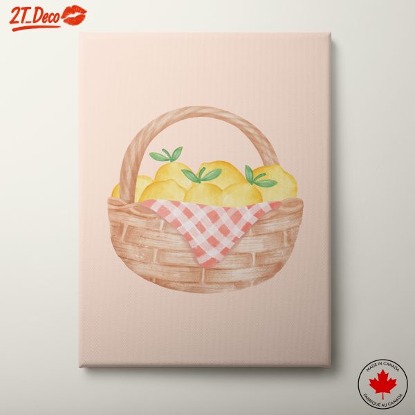 Whimsical Lemon Basket Art for Kitchen
