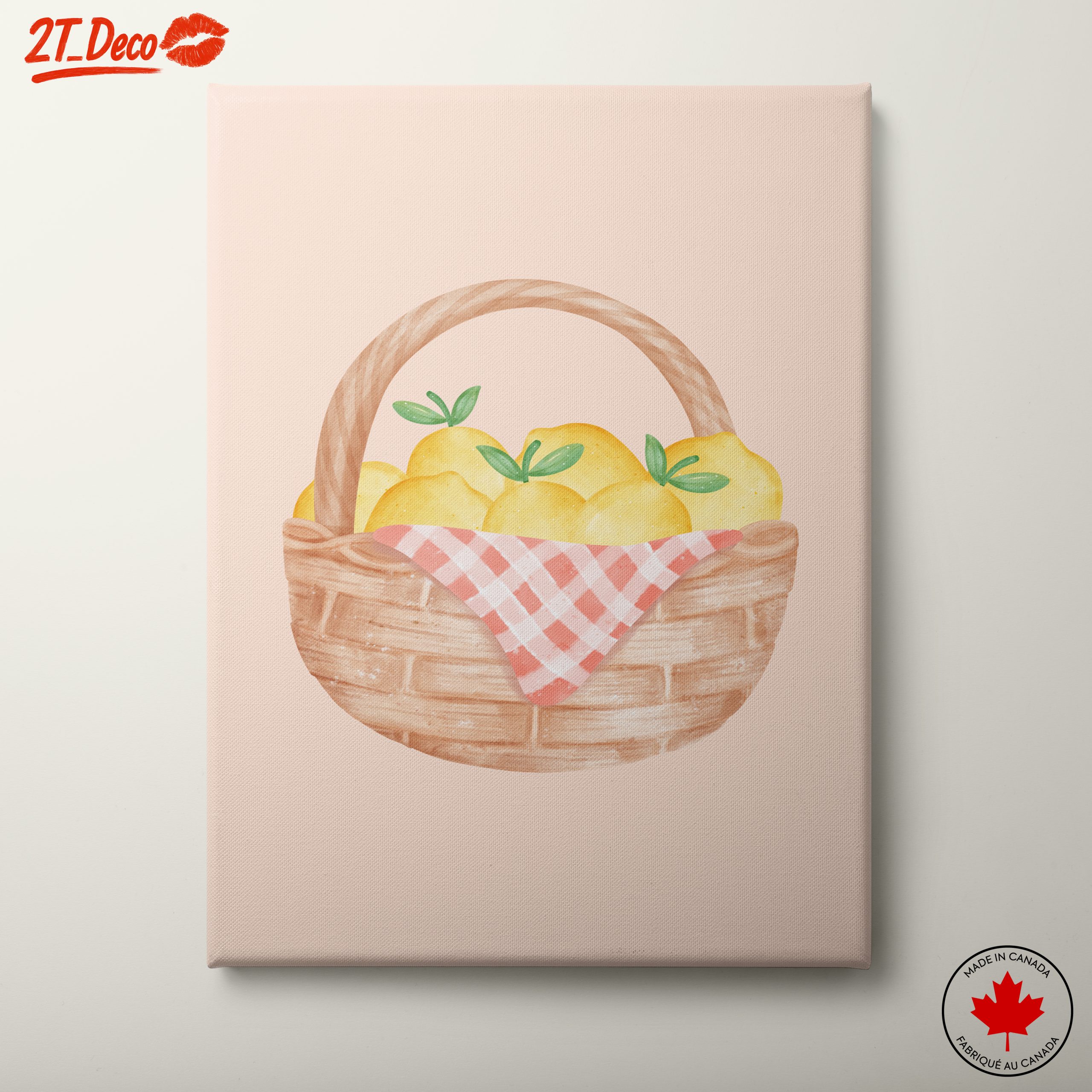 Whimsical Lemon Basket Art for Kitchen