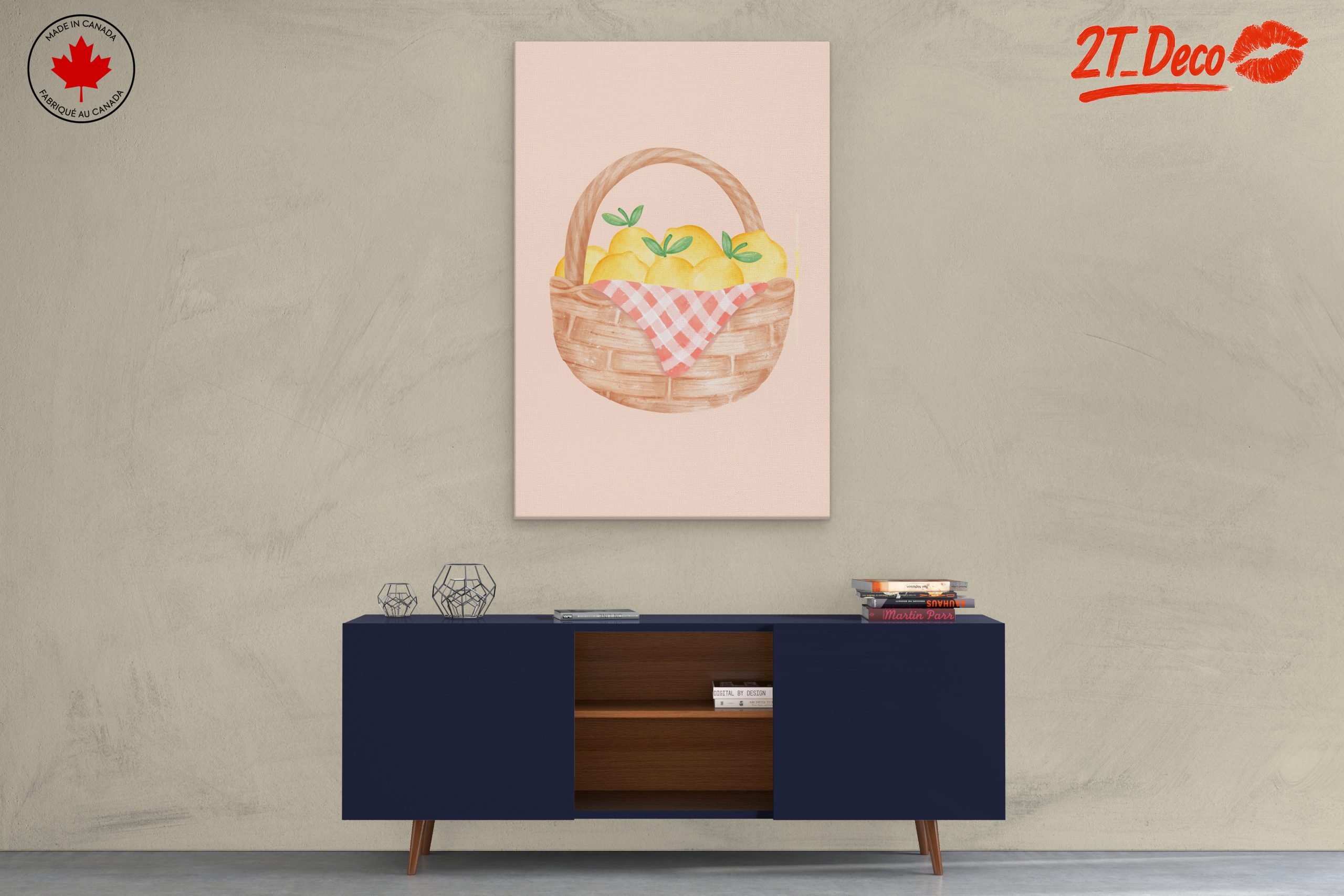 Whimsical Lemon Basket Art for Kitchen - Image 3