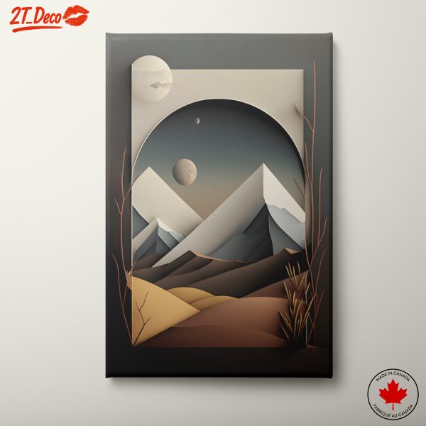 Stylized Mountain Landscape with Cosmic Elements