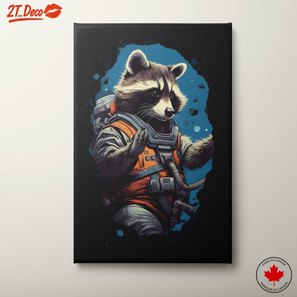 Whimsical Raccoon Astronaut Art