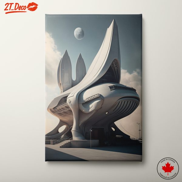Futuristic Architectural Design in Surreal Landscape