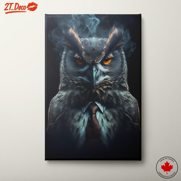 Majestic Owl in a Suit with Smoke