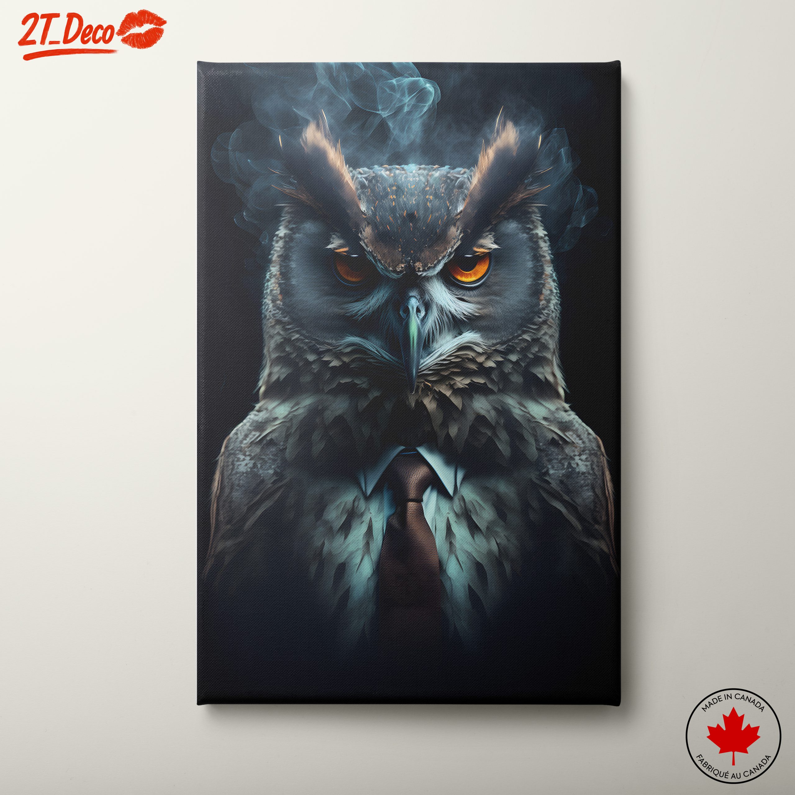 Majestic Owl in a Suit with Smoke