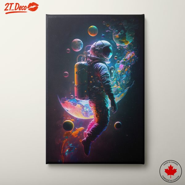 Astronaut in Vibrant Cosmic Space Adventure