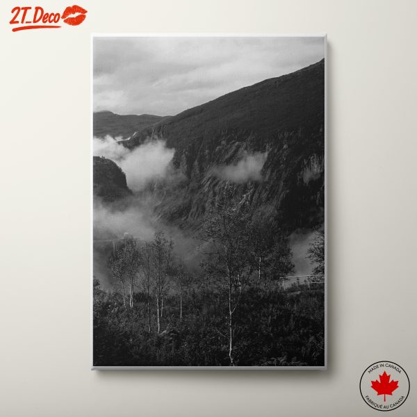 Misty Mountain Landscape in Black and White