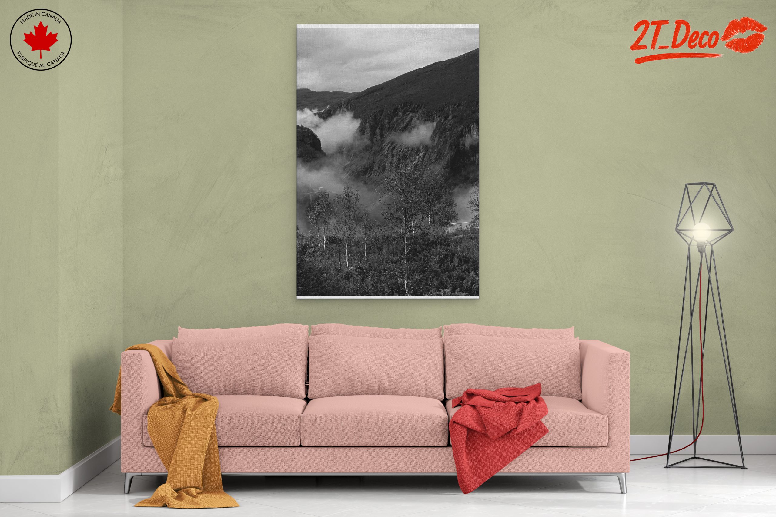 Misty Mountain Landscape in Black and White - Image 2