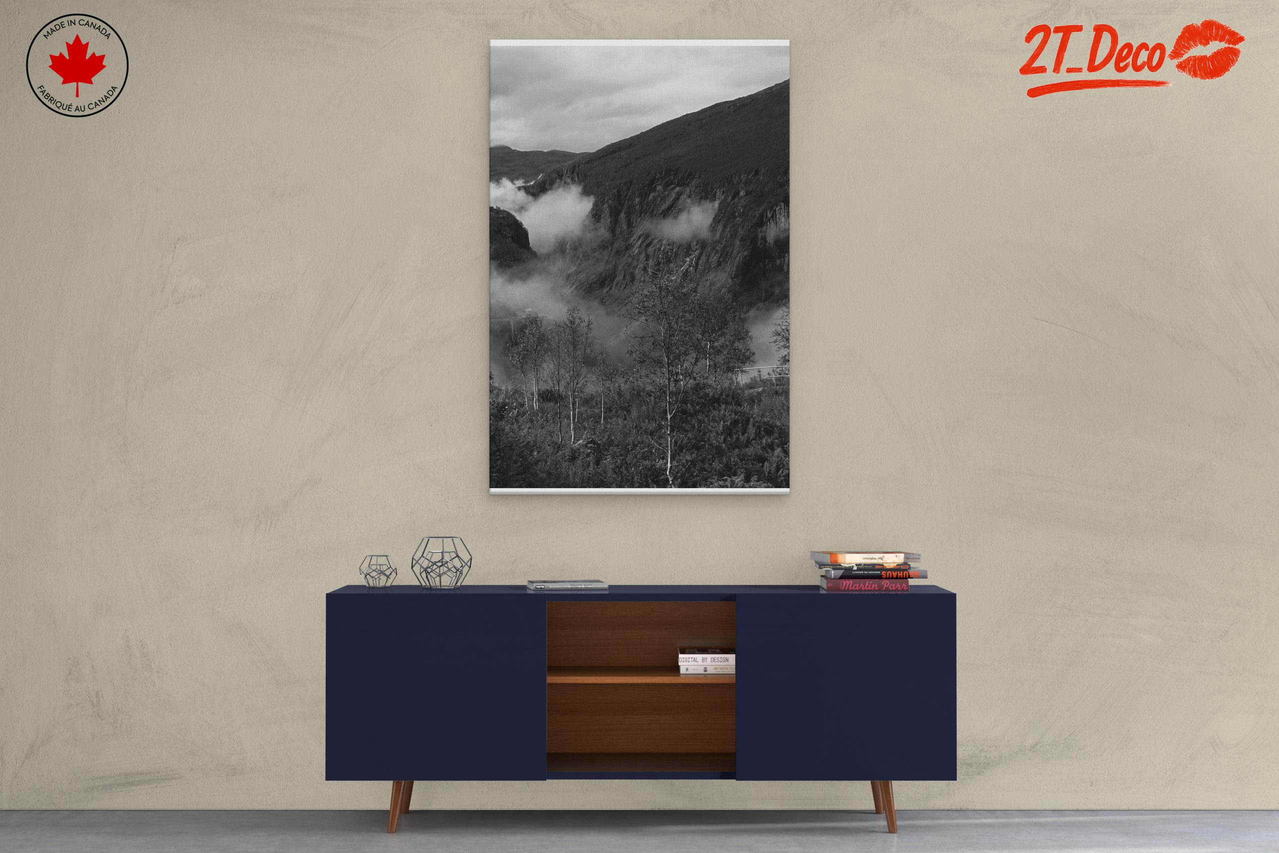 Misty Mountain Landscape in Black and White - Image 3