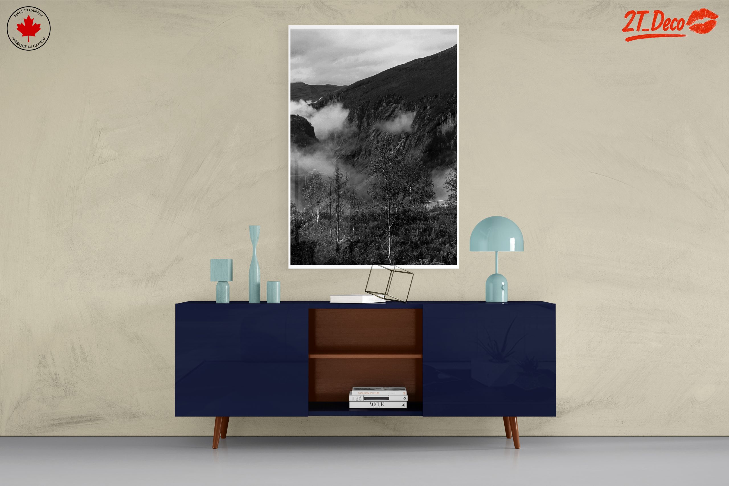 Misty Mountain Landscape in Black and White - Image 8