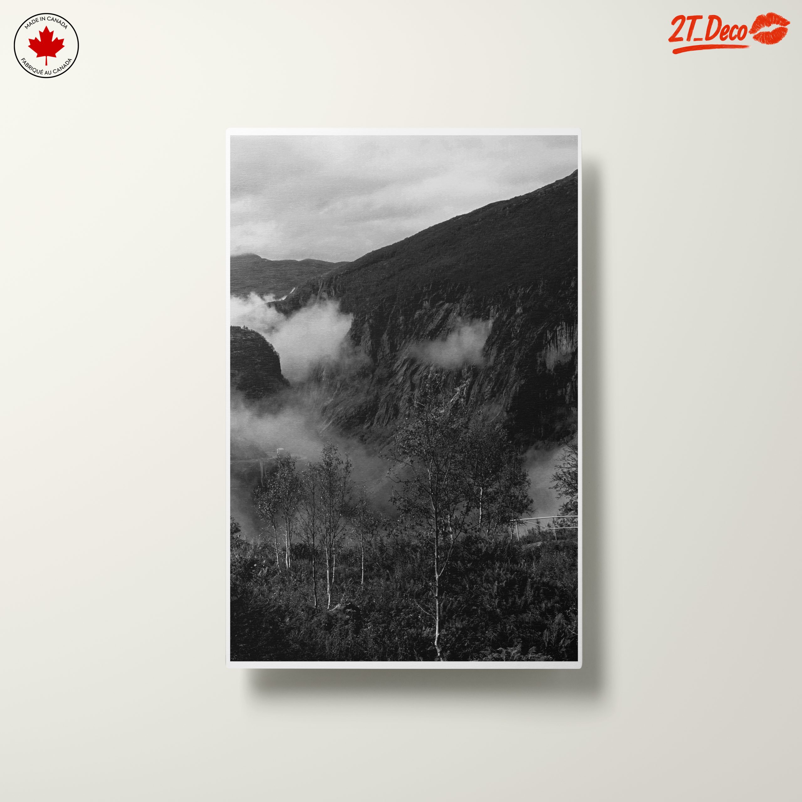 Misty Mountain Landscape in Black and White - Image 10