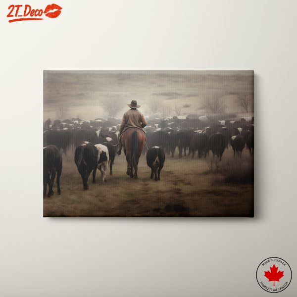 Cowboy Herding Cattle in Adventure Landscape
