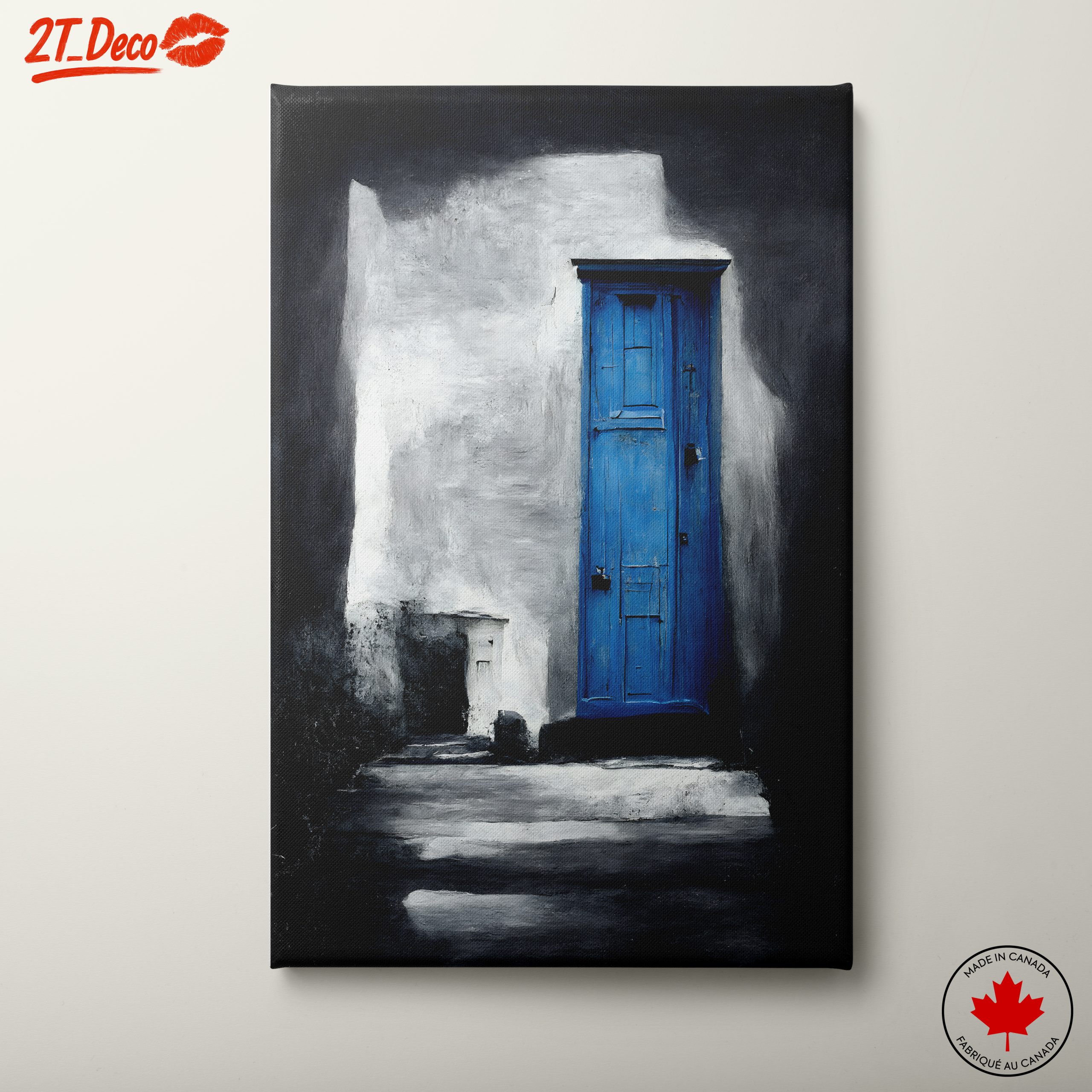 Striking Blue Door Against Monochrome Wall