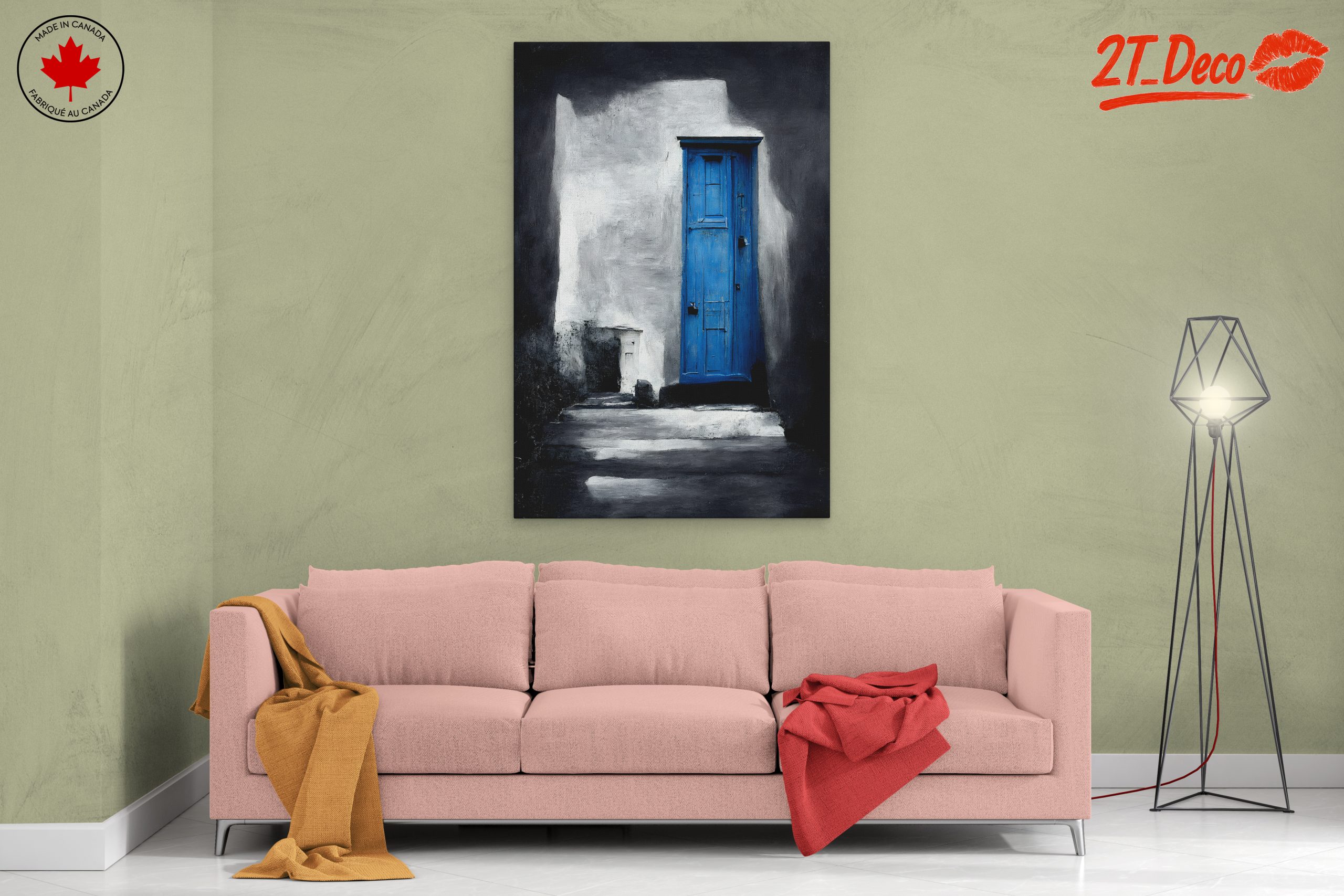 Striking Blue Door Against Monochrome Wall - Image 2