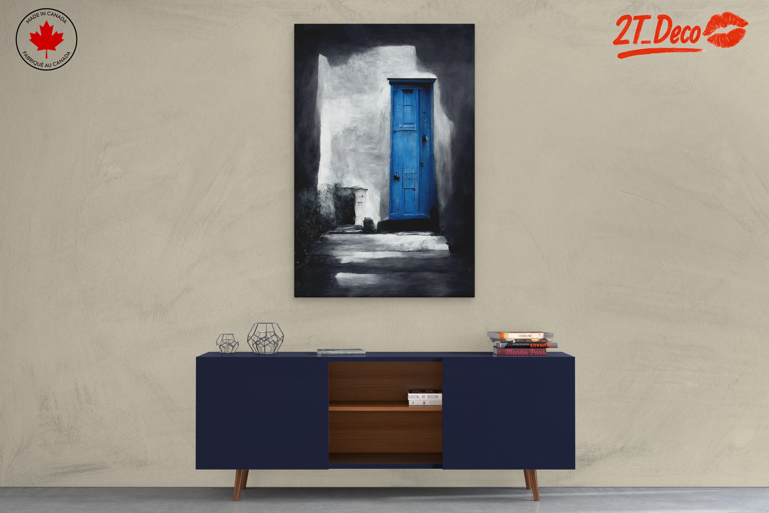 Striking Blue Door Against Monochrome Wall - Image 3