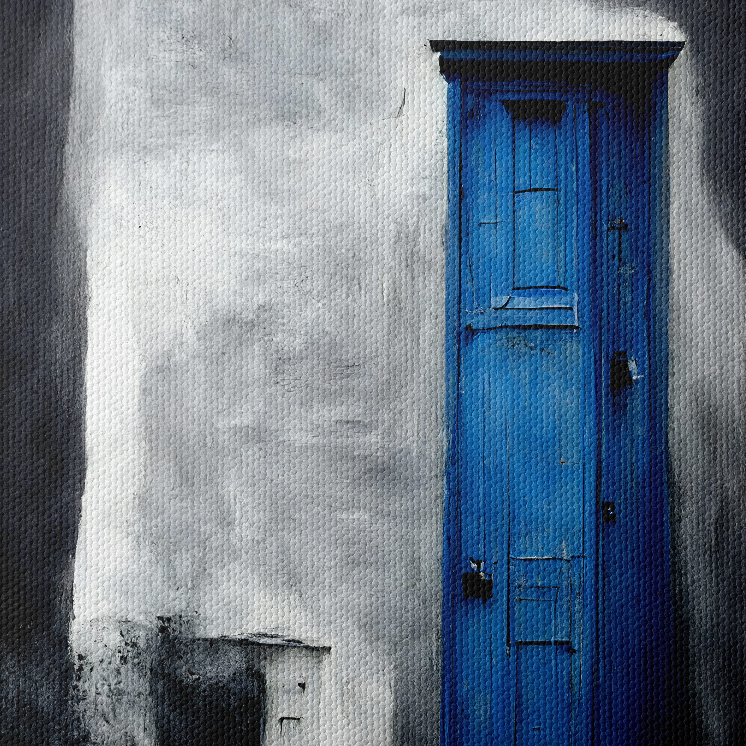 Striking Blue Door Against Monochrome Wall - Image 4
