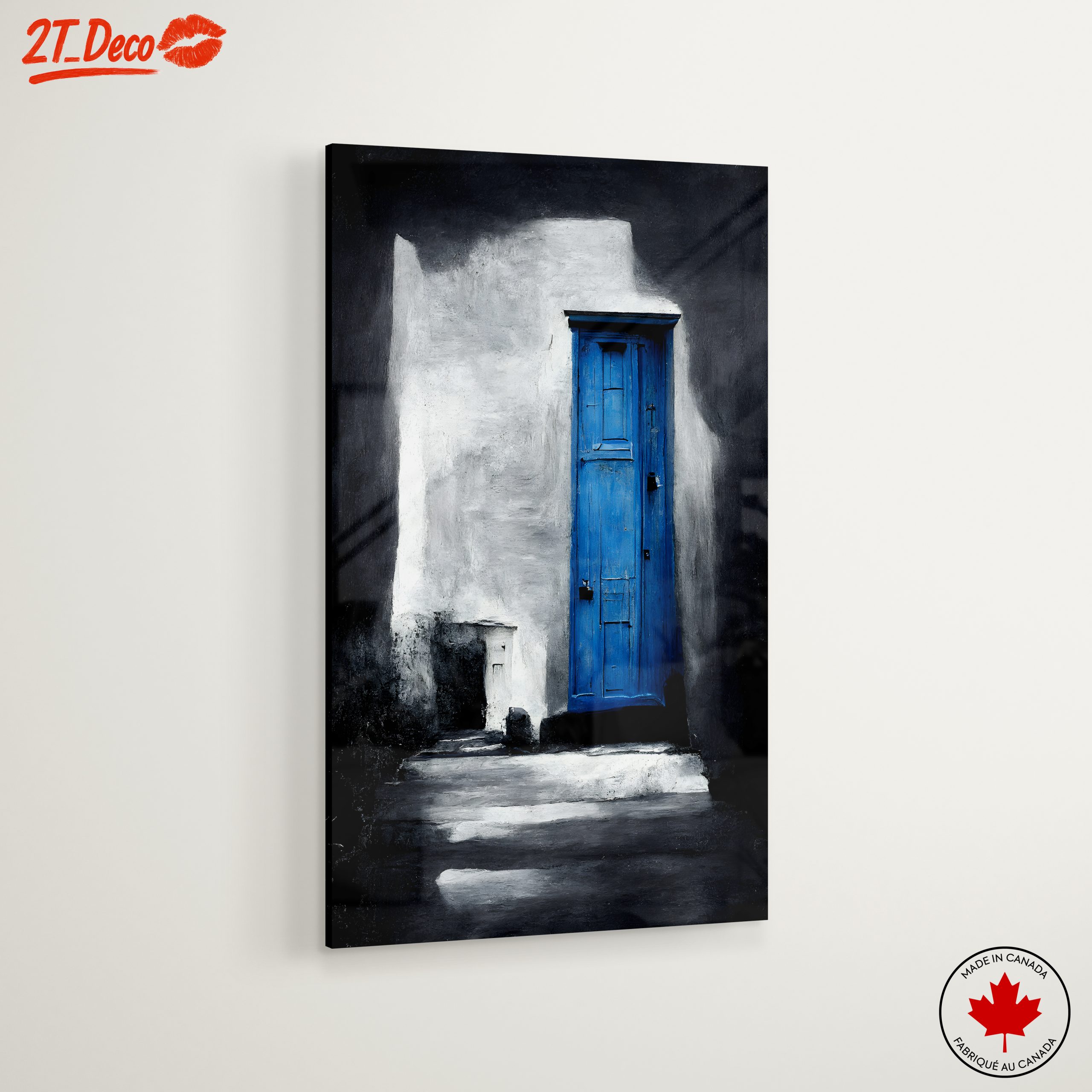 Striking Blue Door Against Monochrome Wall - Image 6