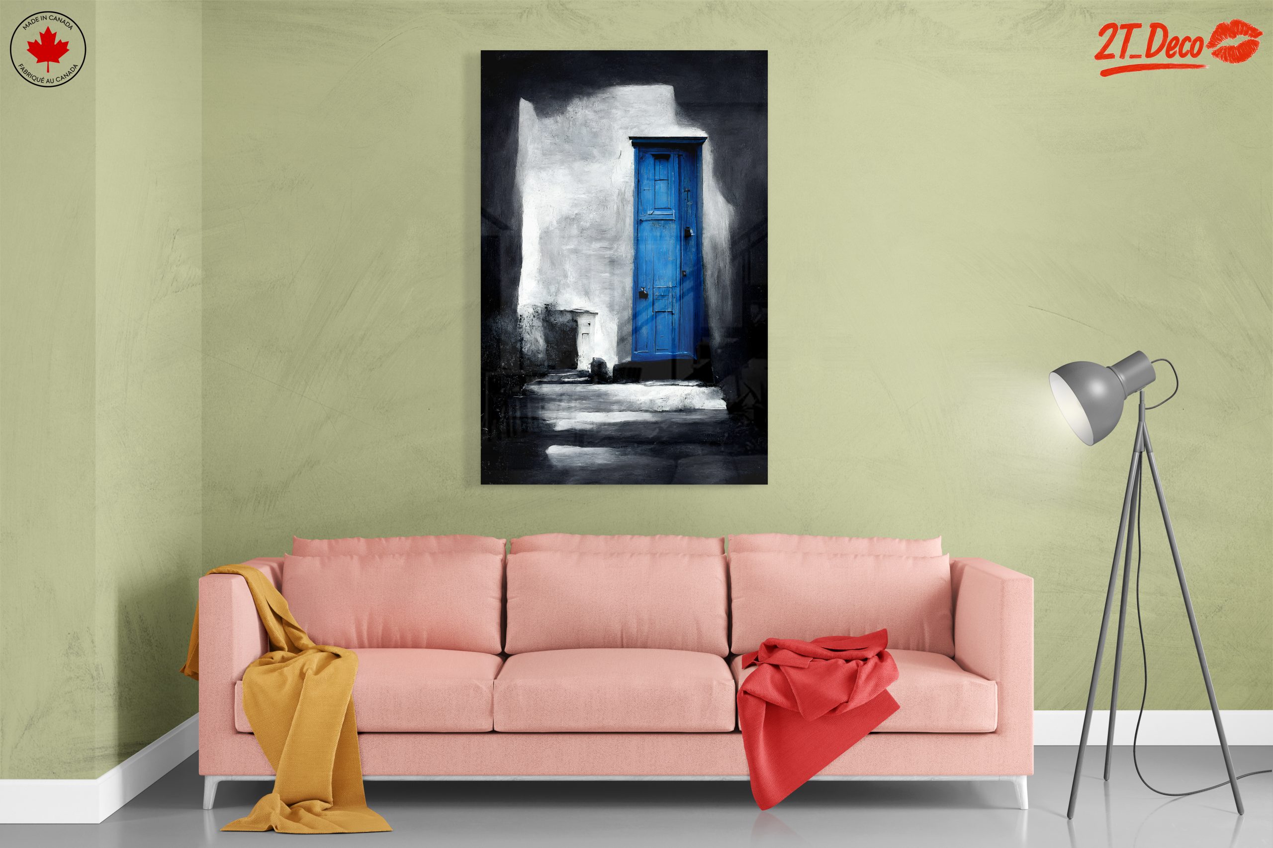 Striking Blue Door Against Monochrome Wall - Image 7