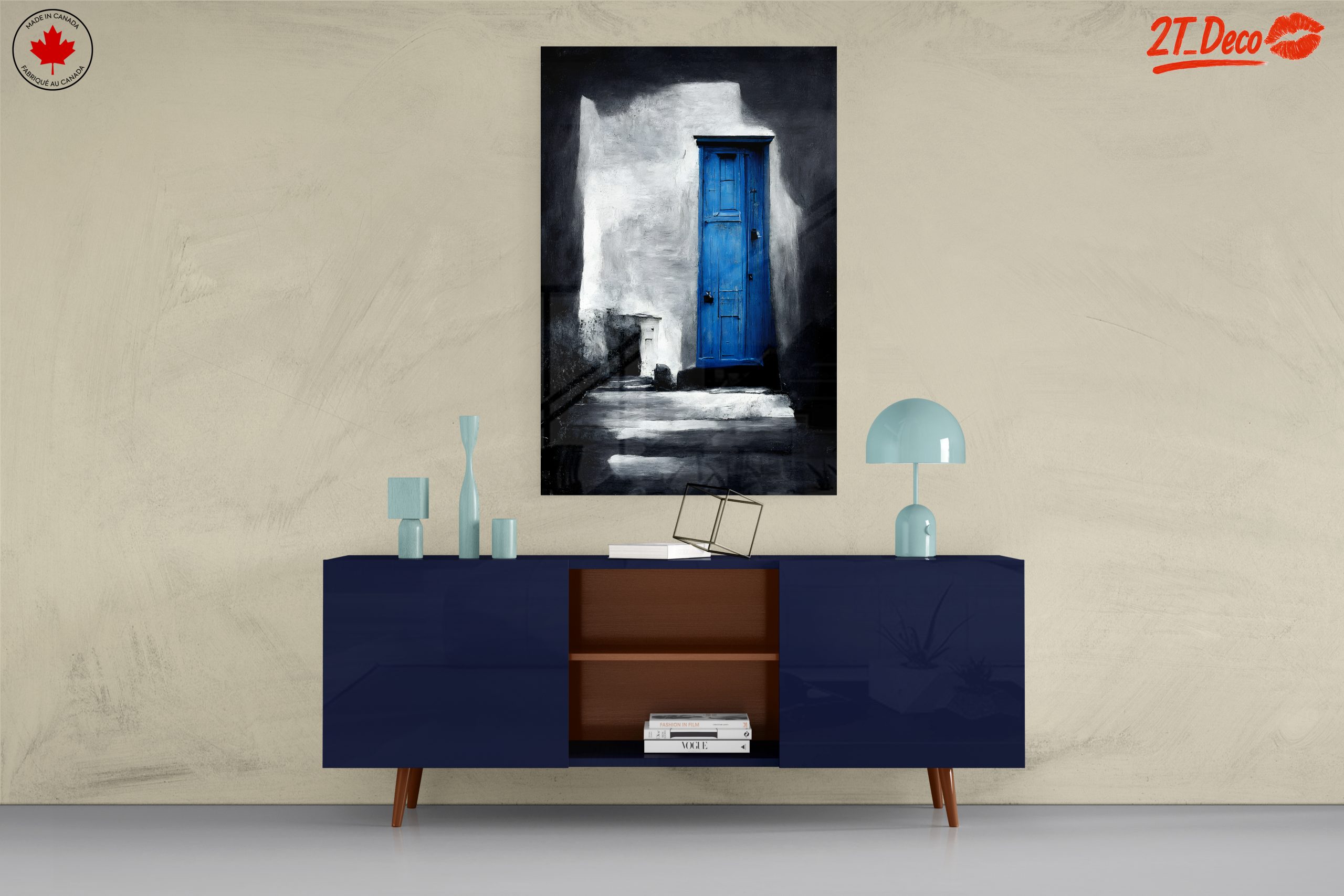 Striking Blue Door Against Monochrome Wall - Image 8