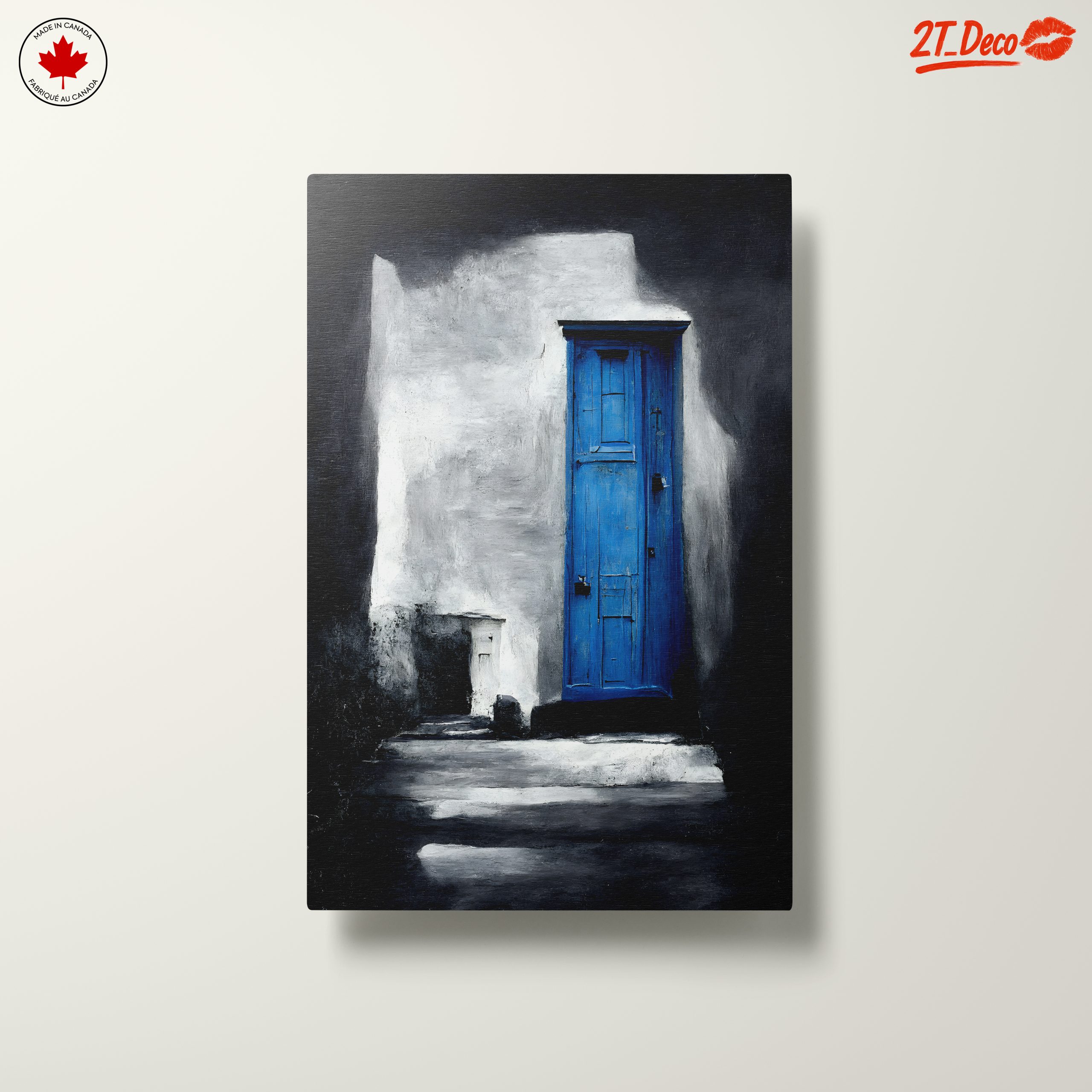 Striking Blue Door Against Monochrome Wall - Image 10