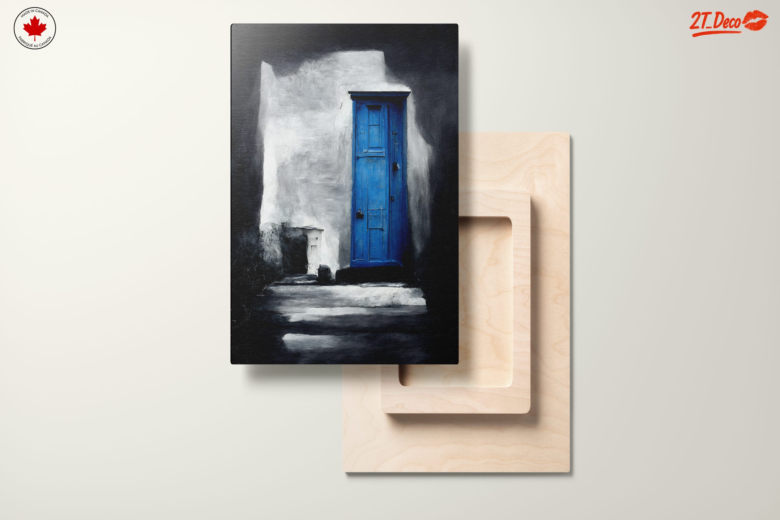Striking Blue Door Against Monochrome Wall - Image 11
