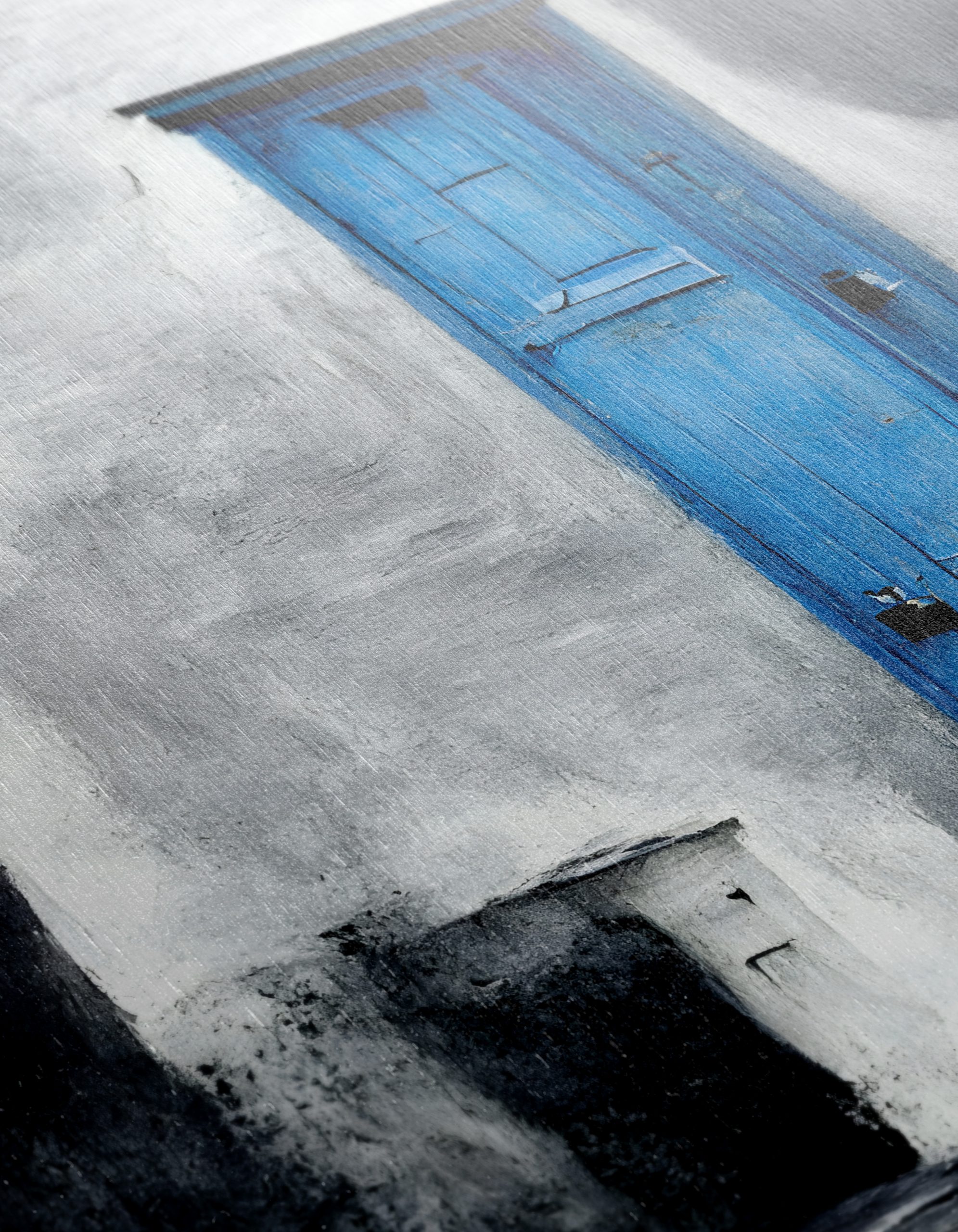 Striking Blue Door Against Monochrome Wall - Image 12