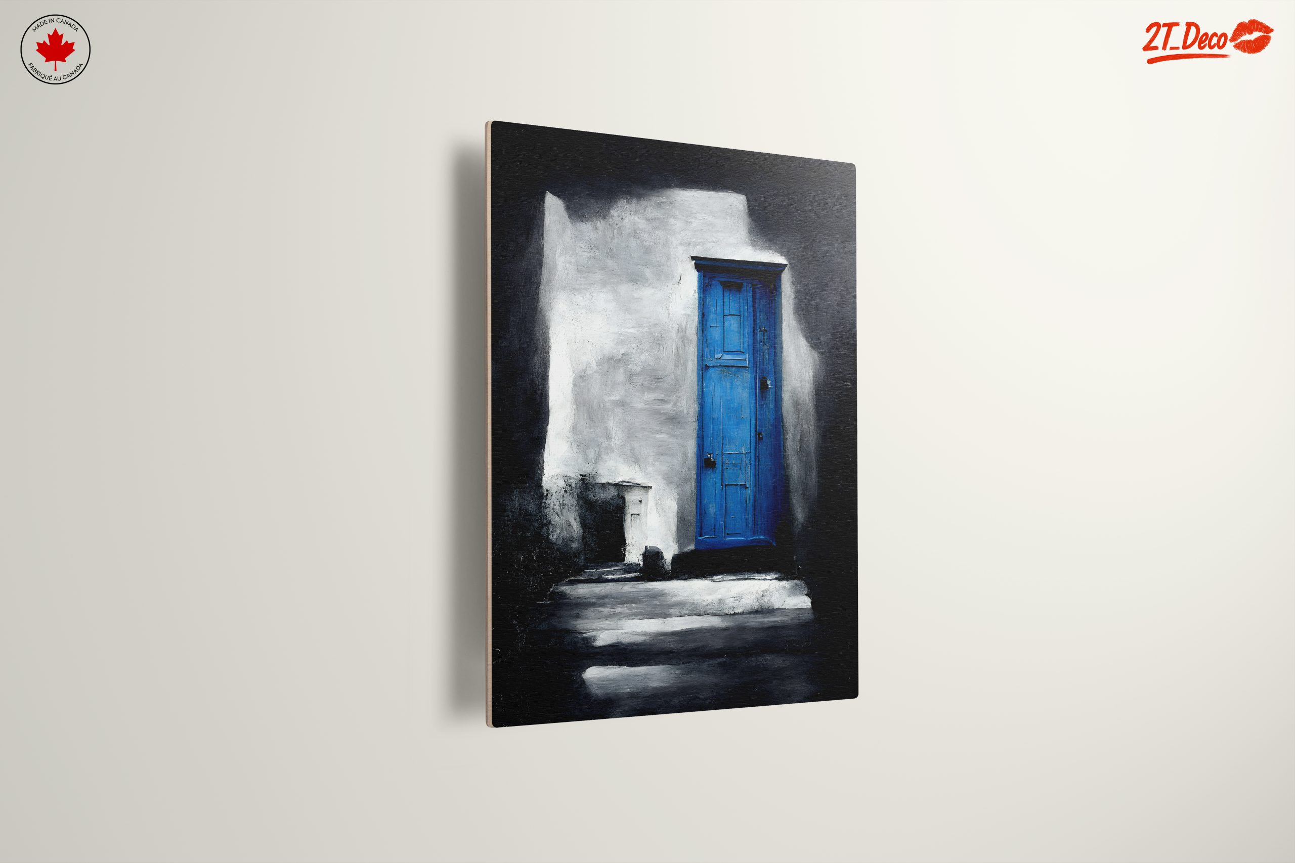 Striking Blue Door Against Monochrome Wall - Image 13