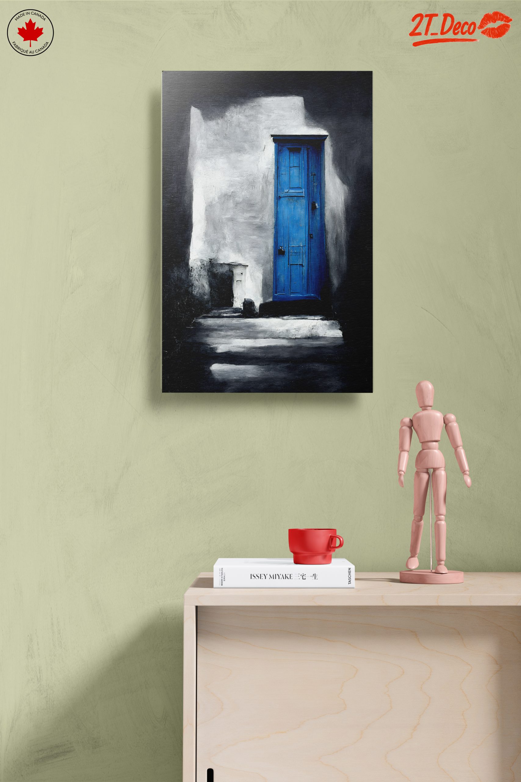 Striking Blue Door Against Monochrome Wall - Image 14