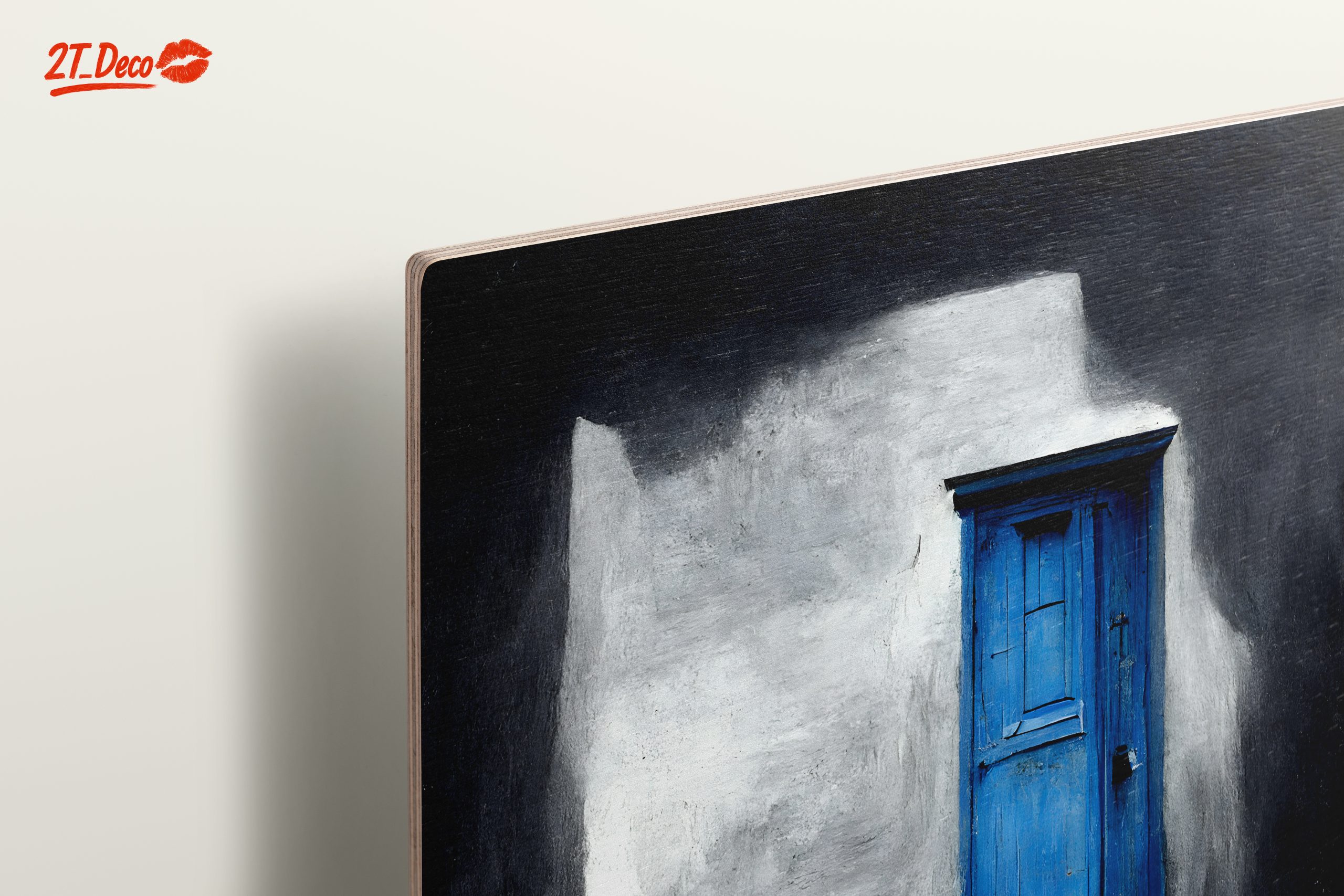 Striking Blue Door Against Monochrome Wall - Image 15