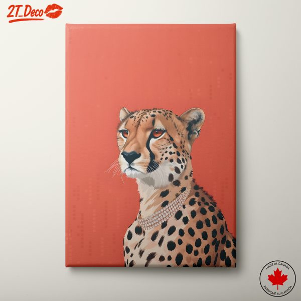 Stylized Cheetah Artwork with Jewelry